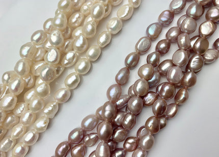 7.5x8-9 mm AAA Natural White OR Mauve Pink Color Rice Nugget Freshwater Pearl Beads Genuine Freshwater Pearls All Natural Color #1120