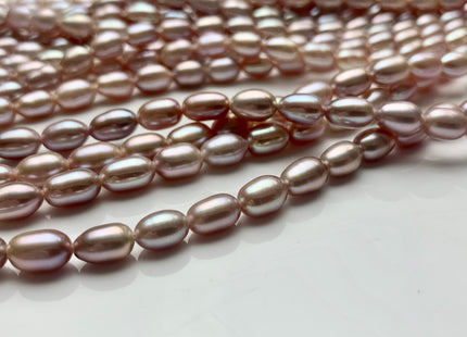 5x7 mm AAA High Luster Natural Mauve Pink Rice Freshwater Pearl Beads Large 1.0 mm Hole Freshwater Pearls 14 Inches Strand #23