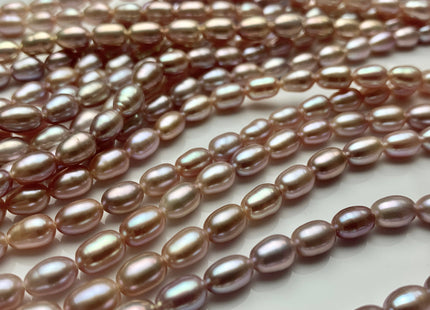 5x7 mm AAA High Luster Natural Mauve Pink Rice Freshwater Pearl Beads Large 1.0 mm Hole Freshwater Pearls 14 Inches Strand #23
