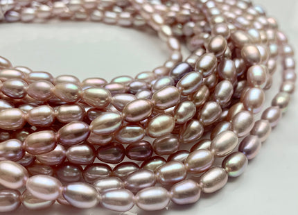 5x7 mm AAA High Luster Natural Mauve Pink Rice Freshwater Pearl Beads Large 1.0 mm Hole Freshwater Pearls 14 Inches Strand #23