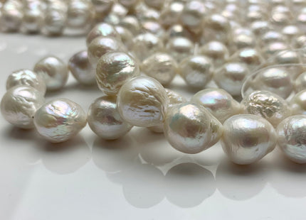 12-14x16 mm AAA Natural Jumbo Top Quality White Freshwater Baroque Pearl Beads Natural White High Luster Genuine Baroque Edison Pearls #1521