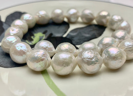12-14x16 mm AAA Natural Jumbo Top Quality White Freshwater Baroque Pearl Beads Natural White High Luster Genuine Baroque Edison Pearls #1521