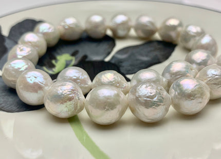 12-14x16 mm AAA Natural Jumbo Top Quality White Freshwater Baroque Pearl Beads Natural White High Luster Genuine Baroque Edison Pearls #1521