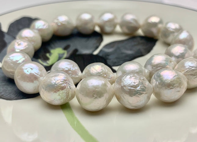 12-14x16 mm AAA Natural Jumbo Top Quality White Freshwater Baroque Pearl Beads Natural White High Luster Genuine Baroque Edison Pearls #1521