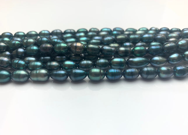 6x8 mm Prussian Blue Color Rice/Oval Freshwater Pearl Beads Genuine Cultured Freshwater Pearls #452