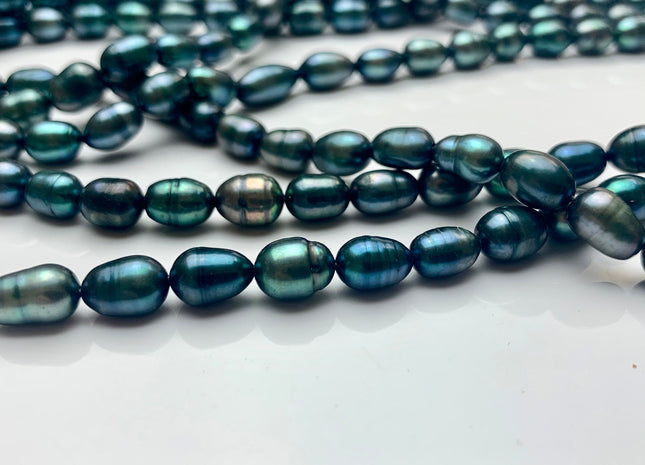 6x8 mm Prussian Blue Color Rice/Oval Freshwater Pearl Beads Genuine Cultured Freshwater Pearls #452