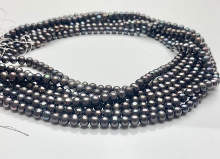 4.5-5 mm AA Dark Gray Peacock Color Potato Freshwater Pearl Bead Genuine Peacock Color Off Round Freshwater Pearls 70 Beads #1526