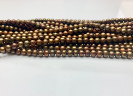 4-4.5 mm AAA Copper Brown Color Near Round Freshwater Pearl Beads Genuine High Luster With Iridescent Brown Seed Pearls #1532