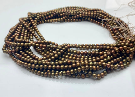 4-4.5 mm AAA Copper Brown Color Near Round Freshwater Pearl Beads Genuine High Luster With Iridescent Brown Seed Pearls #1532