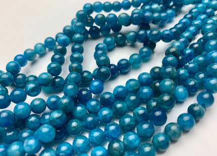 WHOLESALE 6mm 8mm AA Smooth Round Natural Apatite Gemstone Beads High Quality Round Apatite Beads. 8 Inches Strand#2265