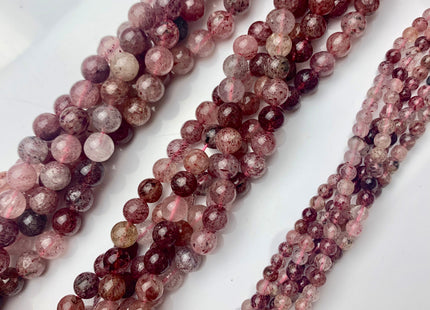4mm 6mm 7mm 8mm Natural Color Smooth Round Strawberry Quartz Gemstone Beads Natural Pink Strawberry Quartz Loose Beads #2295
