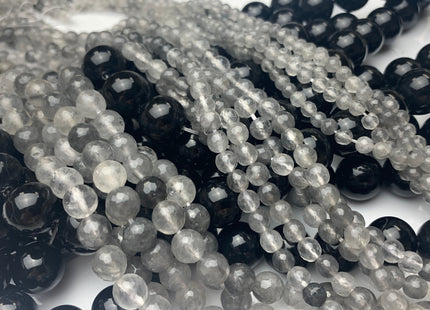 4mm 6mm 8mm AAA Faceted Round Cloudy Quartz Gemstone Beads Natural Light And Dark Gray Quartz Gemstone Loose Beads #2303