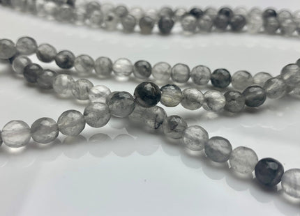 4mm 6mm 8mm AAA Faceted Round Cloudy Quartz Gemstone Beads Natural Light And Dark Gray Quartz Gemstone Loose Beads #2303