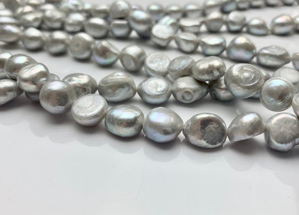 WHOLESALE 10x11-12 mm Silver Gray Freshwater Pearl Oval Nugget Beads Gray Color Freshwater Pearls Genuine Freshwater Nugget Pearls #1530
