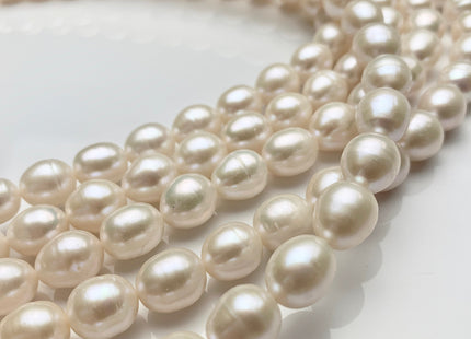 10x12 mm AA Natural White Rice Oval Freshwater Pearl Beads Genuine Natural Color Smooth Freshwater Pearls 31 Beads #1540