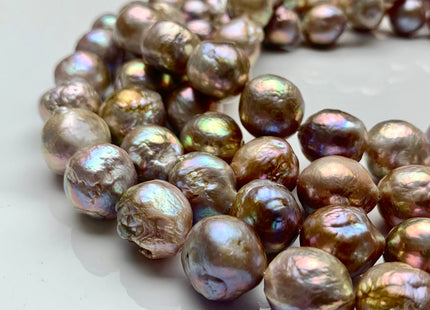 13-16 mm AA Jumbo Natural Mauve Pink Color Baroque Freshwater Pearl Beads Genuine Mauve Color With Avocado Sheen Baroque Pearls #1513