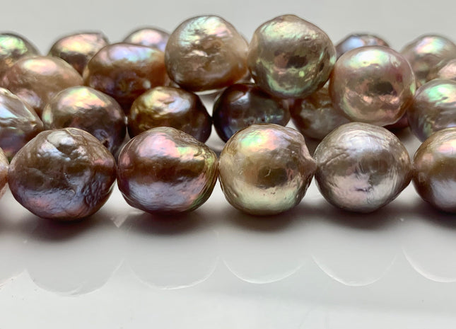 11-15 mm 13-16 mm AA Jumbo Natural Mauve Pink Color Baroque Freshwater Pearl Beads With Avocado Sheen #1513