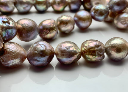 13-16 mm AA Jumbo Natural Mauve Pink Color Baroque Freshwater Pearl Beads Genuine Mauve Color With Avocado Sheen Baroque Pearls #1513