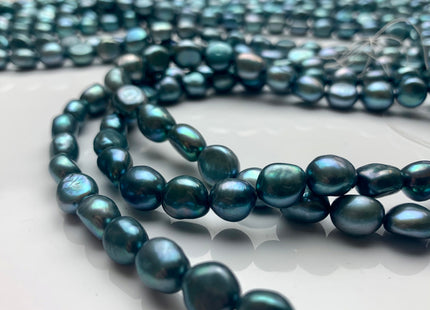 8x9 mm AAA Teal Color Rice Nugget Freshwater Pearl Beads Genuine Smooth And High Luster Freshwater Potato Nugget Pearls #1538