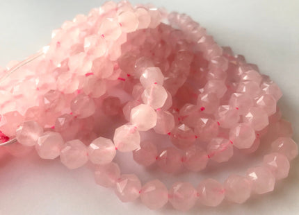 7-8 mm AAA Natural Faceted Star Cut RoseQuartz Gemstone Beads Genuine Faceted RoseQuartz Gemstone Loose Beads #2311