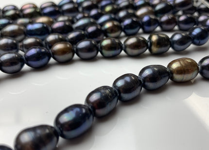 9x11 mm AA Large Hole Multi Navy Blue Rice/Oval Genuine Freshwater Pearl Beads 2.2 mm Hole Pearl Limited Edition Color Large Hole Bead #1336
