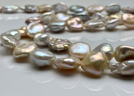 13x15-18mm AAA Natural Mixed White And Pink Freshwater Keshi Pearl Bead Genuine High Luster Multi Color Freshwater Keshi Nugget Pearls #1490