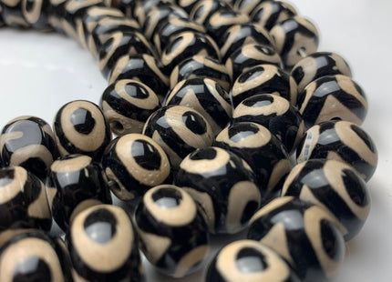 10x14 mm Black And White Tibetan Agate Smooth Rondelle Shape Large Hole 2.0mm Hole Gemstone Beads #2262