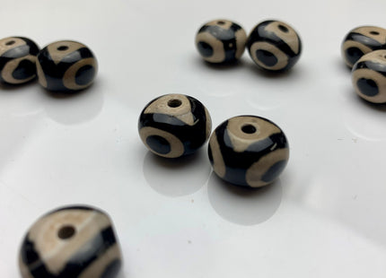 10x14 mm Black And White Tibetan Agate Smooth Rondelle Shape Large Hole 2.0mm Hole Gemstone Beads #2262