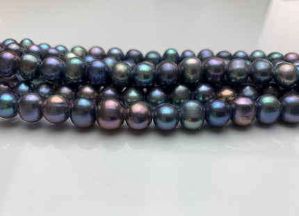9 mm Half Strand Large Hole Potato Peacock Freshwater Pearl Beads Hole Size 2.2 mm Genuine Large Hole Peacock Pearl Beads #1568
