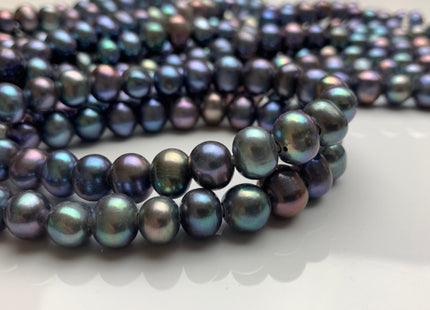 9 mm Half Strand Large Hole Potato Peacock Freshwater Pearl Beads Hole Size 2.2 mm Genuine Large Hole Peacock Pearl Beads #1568
