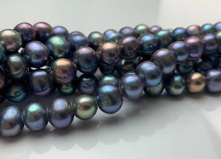 9 mm Half Strand Large Hole Potato Peacock Freshwater Pearl Beads Hole Size 2.2 mm Genuine Large Hole Peacock Pearl Beads #1568