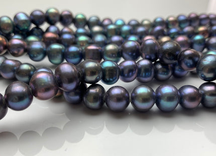 9 mm Half Strand Large Hole Potato Peacock Freshwater Pearl Beads Hole Size 2.2 mm Genuine Large Hole Peacock Pearl Beads #1568