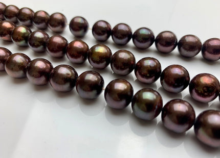8.5-9mm 11-11.5mm AAA Dark Chocolate Brown Color Round Freshwater Pearl Beads Genuine Freshwater Pearl Beads High Luster Round Pearls #1569