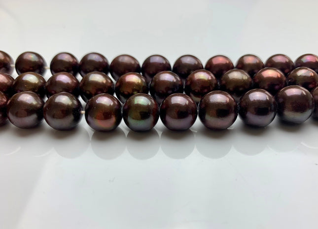 8.5-9mm 11-11.5mm AAA Dark Chocolate Brown Color Round Freshwater Pearl Beads Genuine Freshwater Pearl Beads High Luster Round Pearls #1569