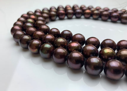 8.5-9mm 11-11.5mm AAA Dark Chocolate Brown Color Round Freshwater Pearl Beads Genuine Freshwater Pearl Beads High Luster Round Pearls #1569