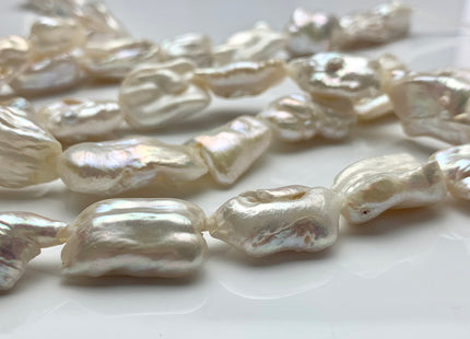 16x20-25 mm AA Half Strand Large Hole Natural White Biwa Pearl Beads 2.2 mm Hole Limited Edition Genuine Freshwater Biwa Stick Pearl #1577