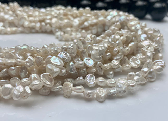 3.5-5 mm Natural White Keshi Nugget Freshwater Pearl Beads Center Drilled Keshi Pearls Genuine Freshwater Tiny Keshi Nugget Pearls #234
