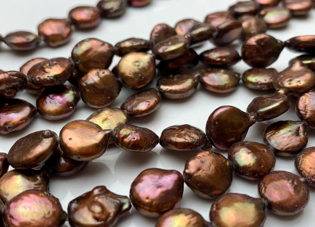 9 mm Copper Brown Freshwater Coin Pearl Beads Genuine Brown Freshwater Small Size Coin Pearls #98