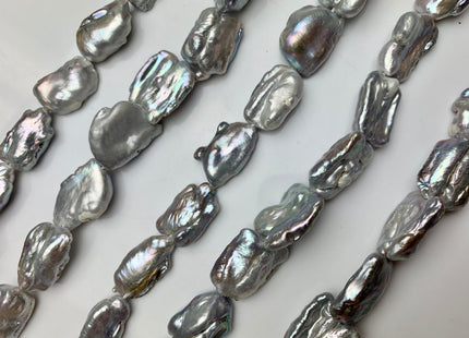 14x22 mm AA Silver Gray Color Biwa Stick Freshwater Pearls Beads Genuine Natural Large Size Biwa Pearls Irregular Shape Large Pearls #1616