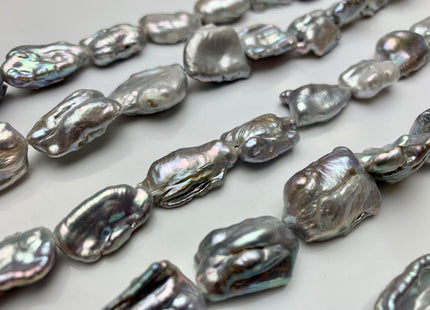 14x22 mm AA Silver Gray Color Biwa Stick Freshwater Pearls Beads Genuine Natural Large Size Biwa Pearls Irregular Shape Large Pearls #1616