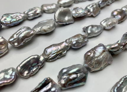 14x22 mm AA Silver Gray Color Biwa Stick Freshwater Pearls Beads Genuine Natural Large Size Biwa Pearls Irregular Shape Large Pearls #1616