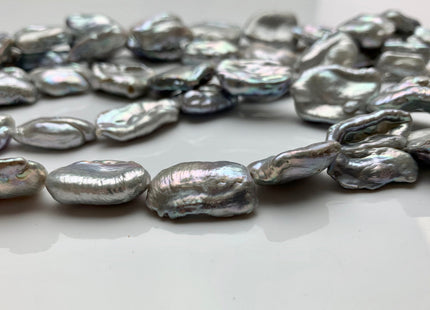 14x22 mm AA Silver Gray Color Biwa Stick Freshwater Pearls Beads Genuine Natural Large Size Biwa Pearls Irregular Shape Large Pearls #1616