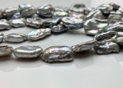 14x22 mm AA Silver Gray Color Biwa Stick Freshwater Pearls Beads Genuine Natural Large Size Biwa Pearls Irregular Shape Large Pearls #1616