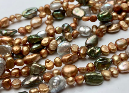 5-8 mm Mixed Color Keshi Freshwater Pearl Beads Mixed Champagne Gray Green Color Keshi Nugget Pearl Beads #1596