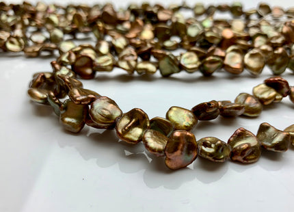 11 mm AA Copper Color Keshi Freshwater Nugget Pearl Beads Center Drilled Gray Keshi Nuggets Genuine Copper Freshwater Pearl #1607