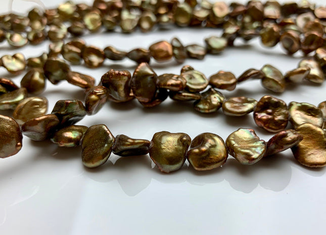 11 mm AA Copper Color Keshi Freshwater Nugget Pearl Beads Center Drilled Gray Keshi Nuggets Genuine Copper Freshwater Pearl #1607