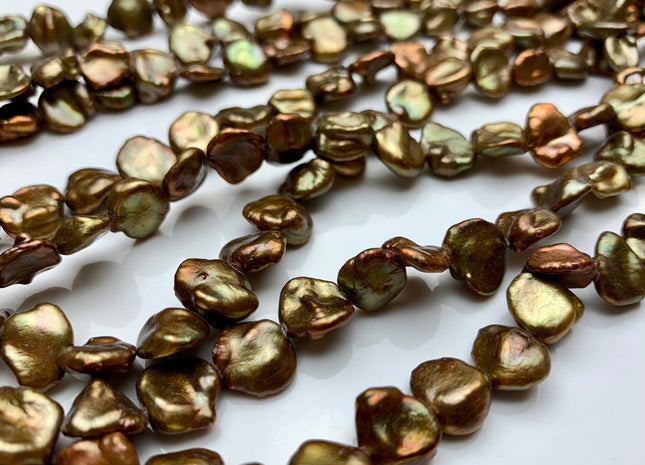 11 mm AA Copper Color Keshi Freshwater Nugget Pearl Beads Center Drilled Gray Keshi Nuggets Genuine Copper Freshwater Pearl #1607