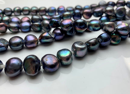 11-12mm Large Hole Peacock Color Freshwater Nugget Pearl Beads 2.2mm Hole Genuine Large Hole Nugget Pearls #931
