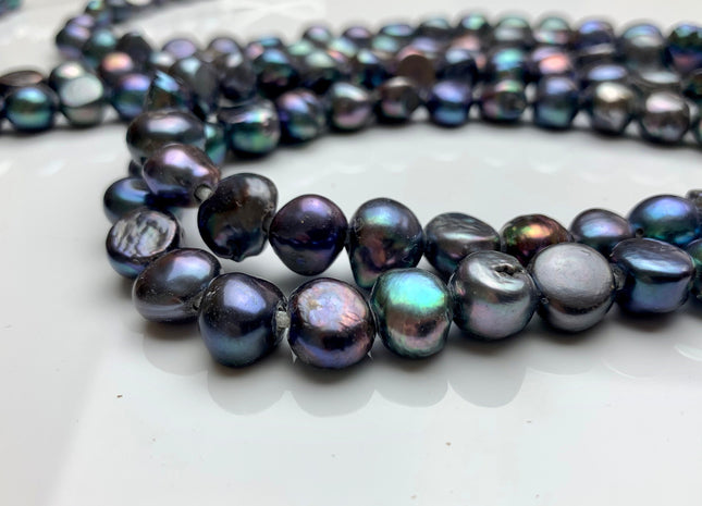 12mm Large Hole Peacock Color Freshwater Nugget Pearl Beads 2.2mm Hole Genuine Large Hole Nugget Pearls #931