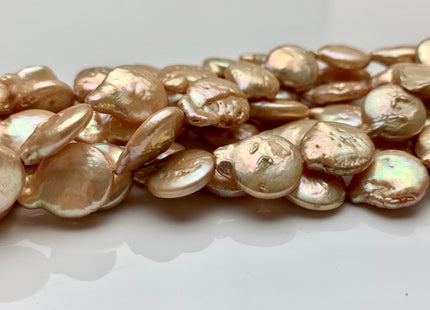11 mm Freshwater Coin Pearl Beads Light Champagne, Cultured Freshwater Coin Pearl, Genuine Freshwater Pearl Beads #149